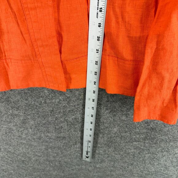 Harve Benard Jacket Women 12 Orange Full Zip Hooded Long Sleeve Linen Pockets - Picture 5 of 6